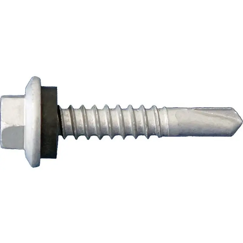 Daggerz 12" × 1-1/4" Hex Flange Self-Drill Screws With Rubber Washer & #2 Pilot Point – Dagger-Guard Coated, 2500-Pack 1