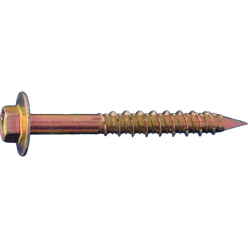 Daggerz Qcz14134 – 1/4" × 1-3/4" Yellow Zinc Quick-Con Hex Flange Concrete Screws (2000 Pcs) 1