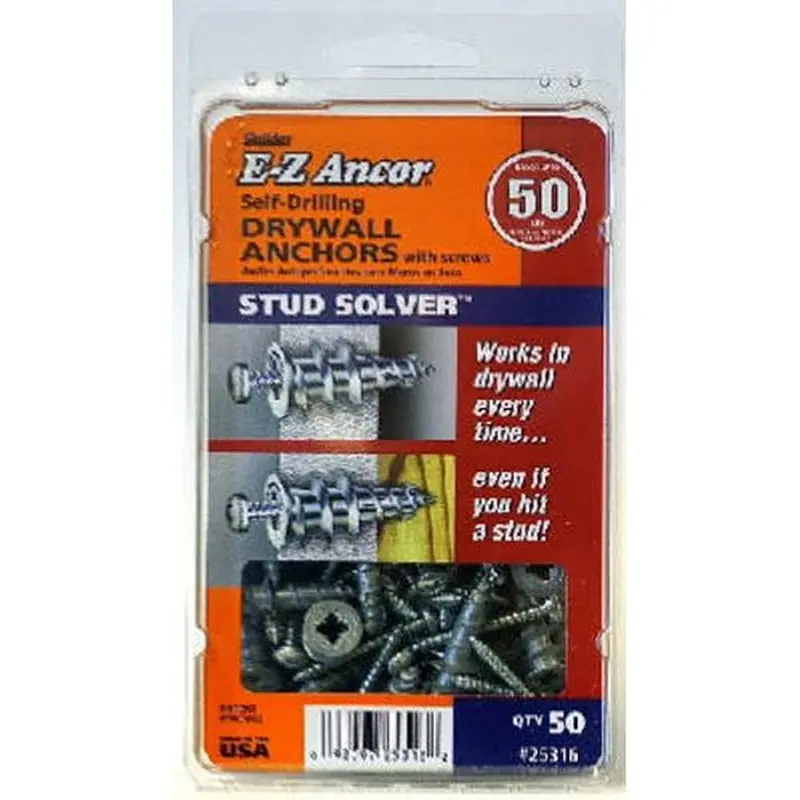 E-Z Ancor 25316 Zinc-Coated #7 Phillips Flat-Head Drywall Anchors (1-1/4" X 1", 50 Per Box) 1