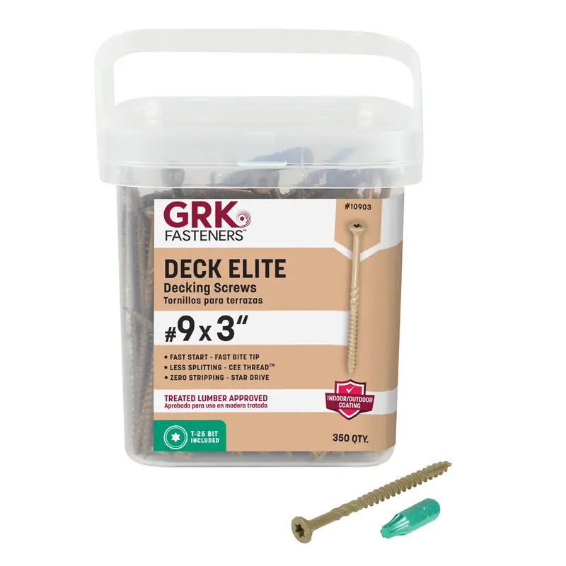 Grk Deck Elite #9 × 3" Decking Screws – 350-Pack, Tan-Colored, Corrosion-Resistant, Star Drive With T-25 Bit Included 1