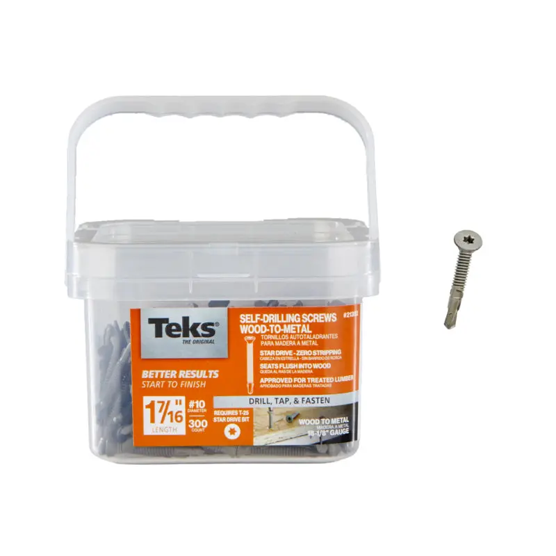 Teks #10 × 1-7/16" Self-Drilling Wood-To-Metal Screws – 300-Pack, Rust-Resistant Climaseal® Coating, Star Drive (T-25 Bit Not Included) 1